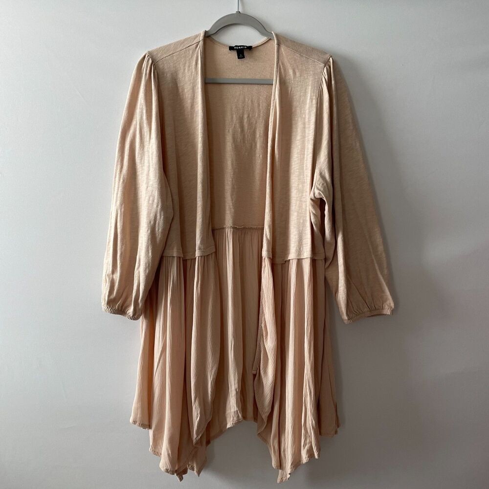 Torrid Size 3 3X Blush Pink Open Front Cardigan Draped Hem Cotton Rayon